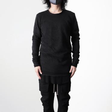 Gauze Washer Crew Neck Layered Bomber Heat Top　BLACK No.13