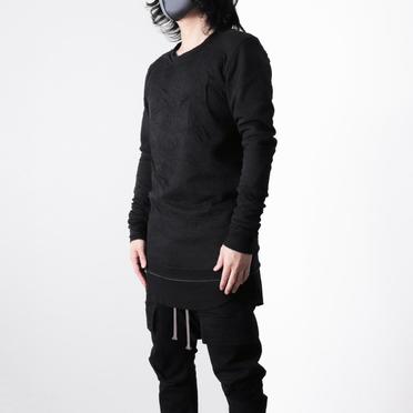 Gauze Washer Crew Neck Layered Bomber Heat Top　BLACK No.14