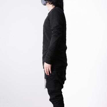 Gauze Washer Crew Neck Layered Bomber Heat Top　BLACK No.15