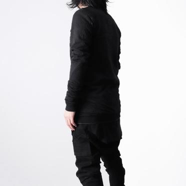 Gauze Washer Crew Neck Layered Bomber Heat Top　BLACK No.16