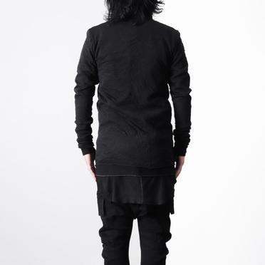 Gauze Washer Crew Neck Layered Bomber Heat Top　BLACK No.17