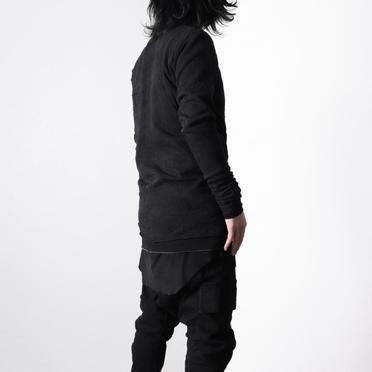 Gauze Washer Crew Neck Layered Bomber Heat Top　BLACK No.18