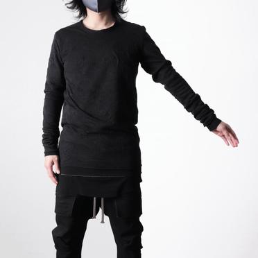 Gauze Washer Crew Neck Layered Bomber Heat Top　BLACK No.19