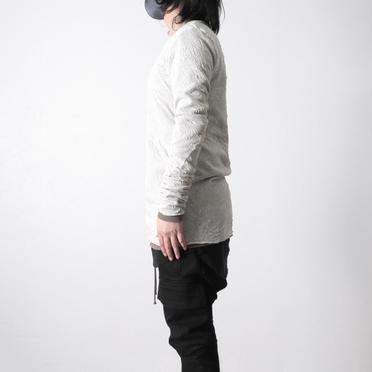 Gauze Washer Crew Neck Layered Bomber Heat Top　IVORY No.17