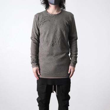 Gauze Washer Crew Neck Layered Bomber Heat Top　GREY No.15