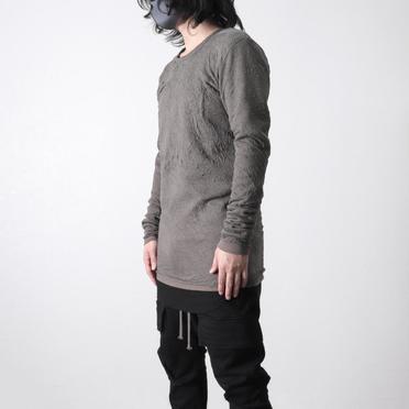 Gauze Washer Crew Neck Layered Bomber Heat Top　GREY No.16