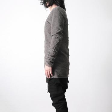 Gauze Washer Crew Neck Layered Bomber Heat Top　GREY No.17