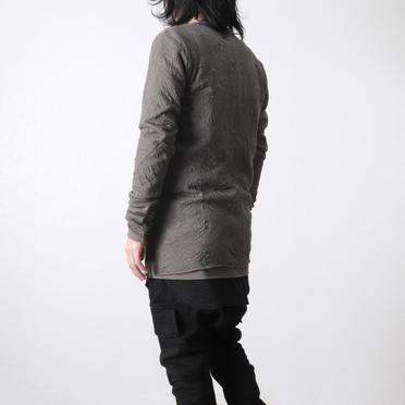 Gauze Washer Crew Neck Layered Bomber Heat Top　GREY No.18