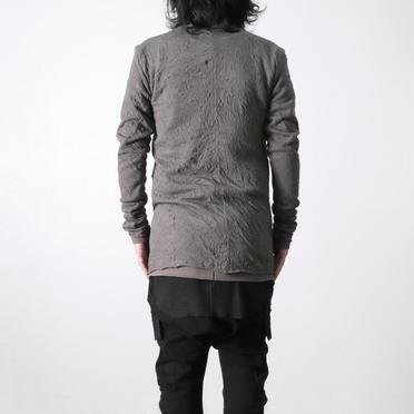 Gauze Washer Crew Neck Layered Bomber Heat Top　GREY No.19