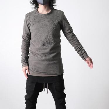 Gauze Washer Crew Neck Layered Bomber Heat Top　GREY No.20