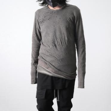 Gauze Washer Crew Neck Layered Bomber Heat Top　GREY No.21