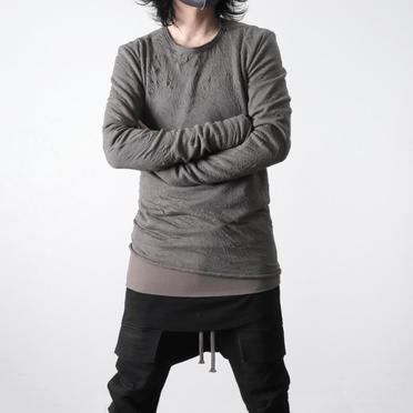 Gauze Washer Crew Neck Layered Bomber Heat Top　GREY No.22