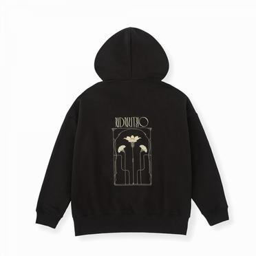 EMBROIDERY FLOWER HOODIE　USED BLACK No.1