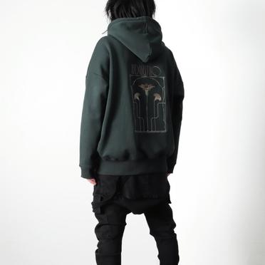 EMBROIDERY FLOWER HOODIE　DARK GREEN No.9