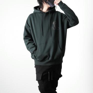 EMBROIDERY FLOWER HOODIE　DARK GREEN No.14