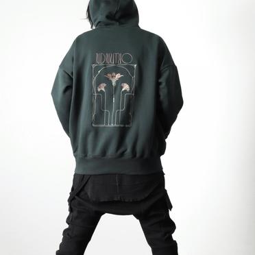 EMBROIDERY FLOWER HOODIE　DARK GREEN No.15