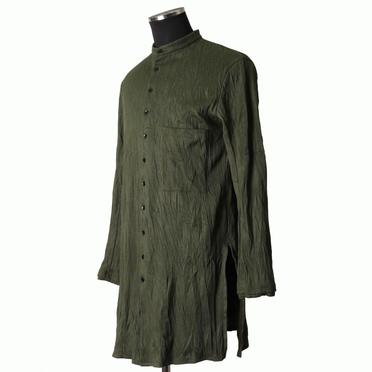 [SALE] 30%OFF　bajra ソフトテレコ シワ加工 ロングシャツ　DEEP OLIVE No.2