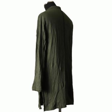 [SALE] 30%OFF　bajra ソフトテレコ シワ加工 ロングシャツ　DEEP OLIVE No.4