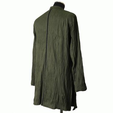 ソフトテレコ シワ加工 ロングシャツ　DEEP OLIVE No.6