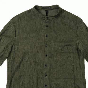 ソフトテレコ シワ加工 ロングシャツ　DEEP OLIVE No.7