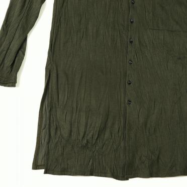 ソフトテレコ シワ加工 ロングシャツ　DEEP OLIVE No.9