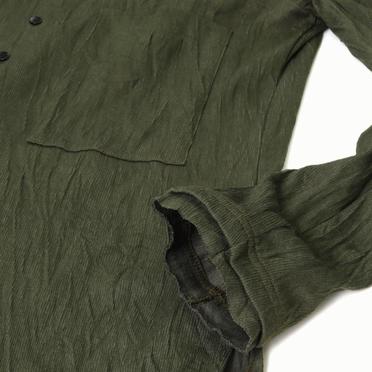 ソフトテレコ シワ加工 ロングシャツ　DEEP OLIVE No.12