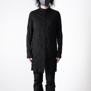 ソフトテレコ シワ加工 ロングシャツ　BLACK No.13