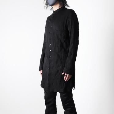 ソフトテレコ シワ加工 ロングシャツ　BLACK No.14