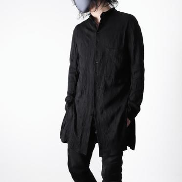 ソフトテレコ シワ加工 ロングシャツ　BLACK No.19