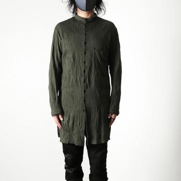 [SALE] 30%OFF　bajra ソフトテレコ シワ加工 ロングシャツ　DEEP OLIVE No.13