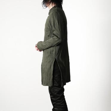 ソフトテレコ シワ加工 ロングシャツ　DEEP OLIVE No.15