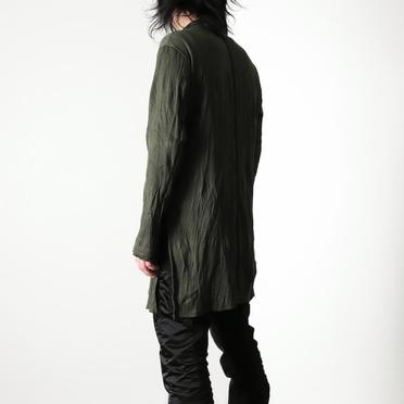 ソフトテレコ シワ加工 ロングシャツ　DEEP OLIVE No.16