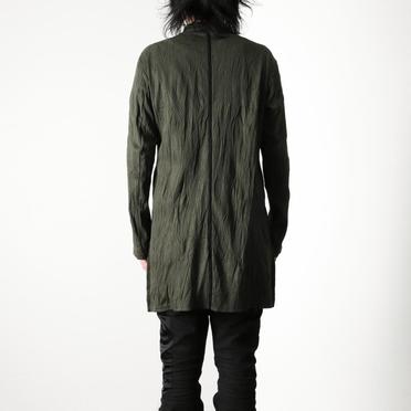 ソフトテレコ シワ加工 ロングシャツ　DEEP OLIVE No.17