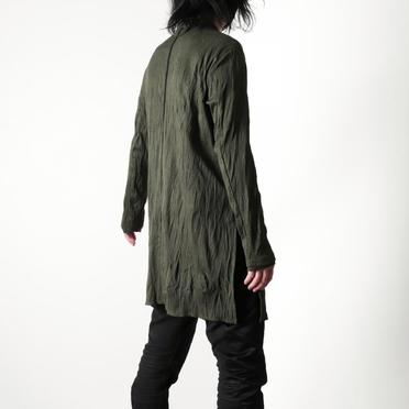 [SALE] 30%OFF　bajra ソフトテレコ シワ加工 ロングシャツ　DEEP OLIVE No.18