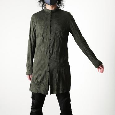 [SALE] 30%OFF　bajra ソフトテレコ シワ加工 ロングシャツ　DEEP OLIVE No.19