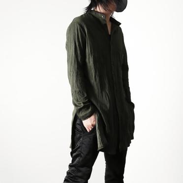 ソフトテレコ シワ加工 ロングシャツ　DEEP OLIVE No.21