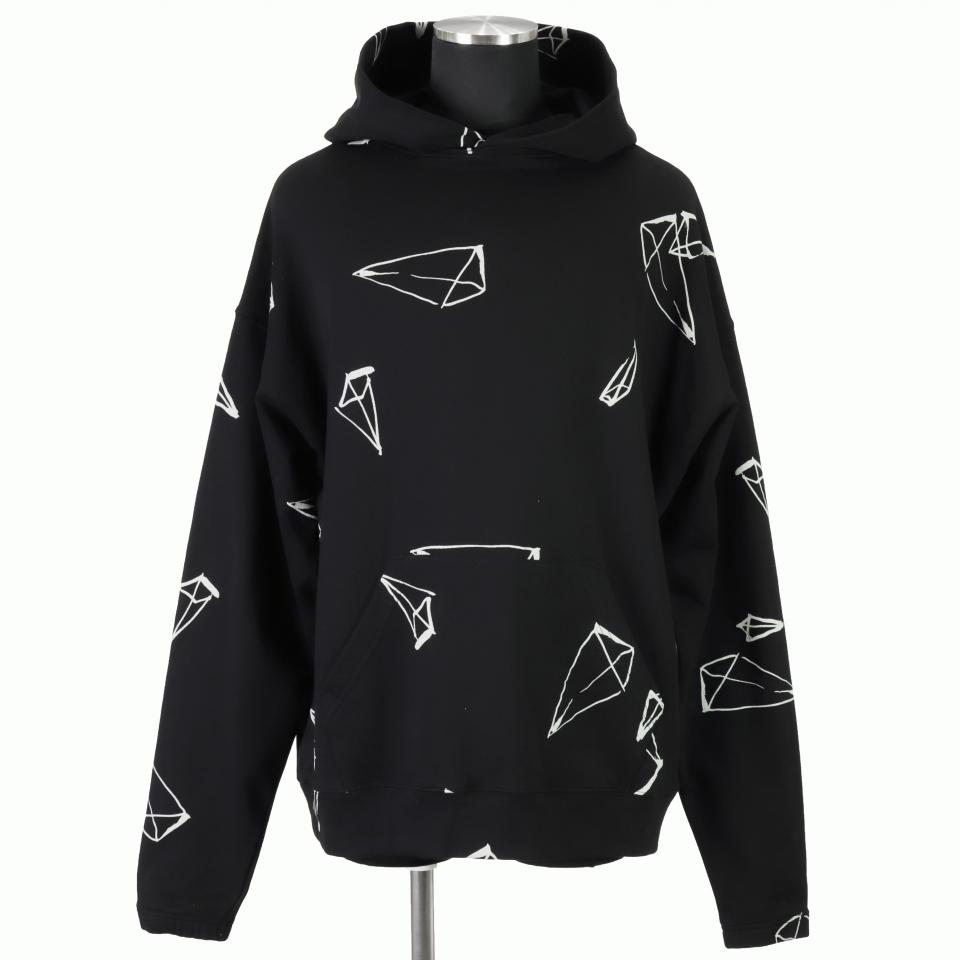 Print Sweat Hoodie　BLACK