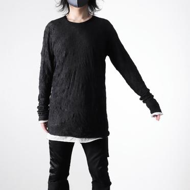 Gauze Washer Layered Long Sleeve　BK×WH No.17