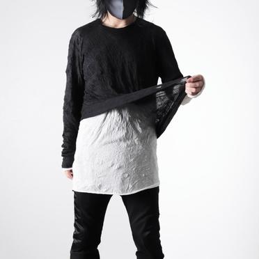 Gauze Washer Layered Long Sleeve　BK×WH No.18