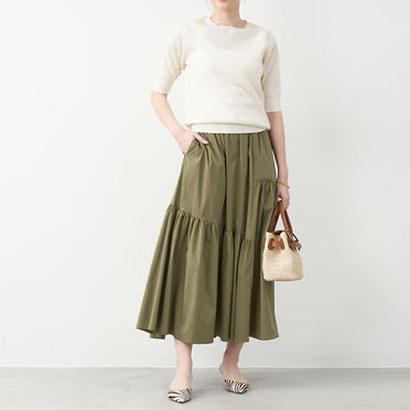 アシンメトリーギャザースカート　KHAKI No.5