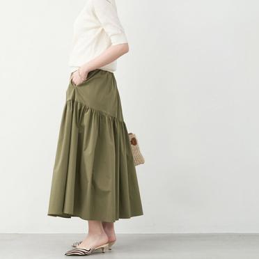 アシンメトリーギャザースカート　KHAKI No.6