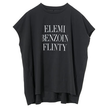 "ELEMI BENZOIN FLINTY"ロゴプリントフレンチスリーブT-shirt　CHARCOAL No.1