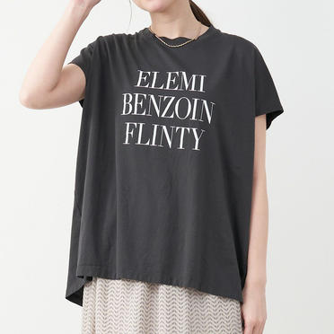 "ELEMI BENZOIN FLINTY"ロゴプリントフレンチスリーブT-shirt　CHARCOAL No.3