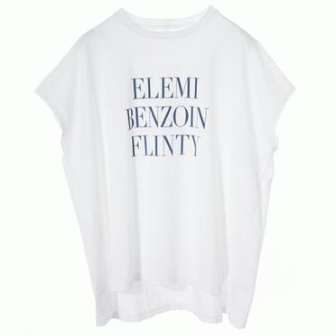 "ELEMI BENZOIN FLINTY"ロゴプリントフレンチスリーブT-shirt　WHITE No.1