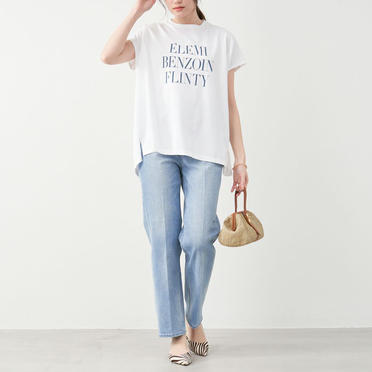 "ELEMI BENZOIN FLINTY"ロゴプリントフレンチスリーブT-shirt　WHITE No.4