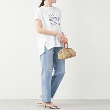 "ELEMI BENZOIN FLINTY"ロゴプリントフレンチスリーブT-shirt　WHITE No.5