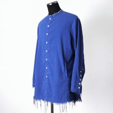 ストレッチリネン平織 ロングシャツジャケット　ROYAL BLUE×WHITE No.2