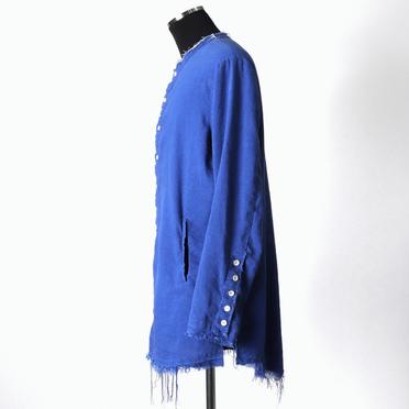 ストレッチリネン平織 ロングシャツジャケット　ROYAL BLUE×WHITE No.3