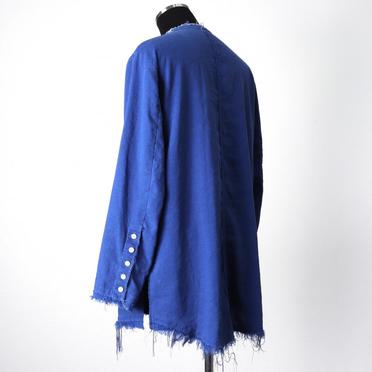 ストレッチリネン平織 ロングシャツジャケット　ROYAL BLUE×WHITE No.4
