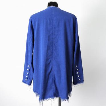 ストレッチリネン平織 ロングシャツジャケット　ROYAL BLUE×WHITE No.5